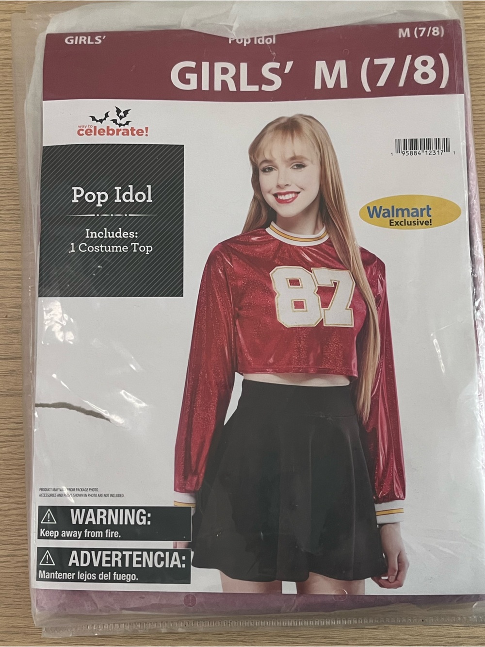 Pop Idol 87 Jersey Costume Top - Swifties Halloween Costume Girls Med 7/8
